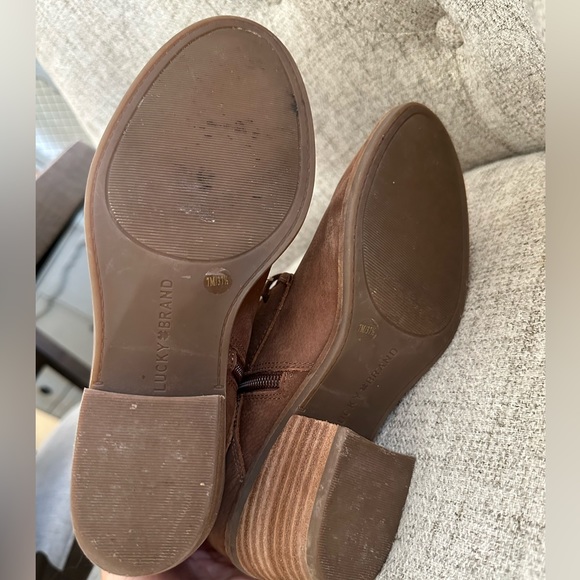 Lucky Brand Idril Brown Leather Lace Up & Side Zip Booties Size 7 - Picture 5 of 8
